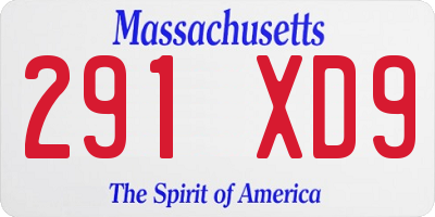 MA license plate 291XD9