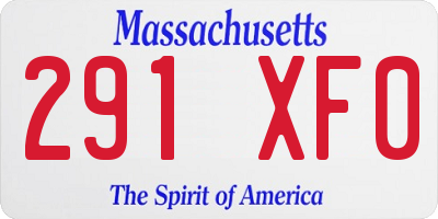 MA license plate 291XF0