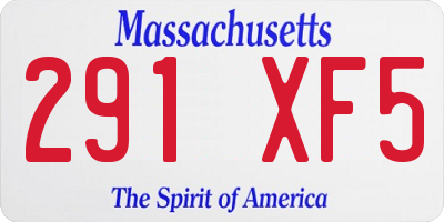 MA license plate 291XF5