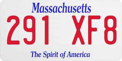MA license plate 291XF8