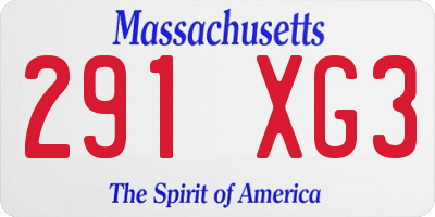 MA license plate 291XG3