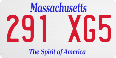 MA license plate 291XG5