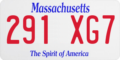 MA license plate 291XG7