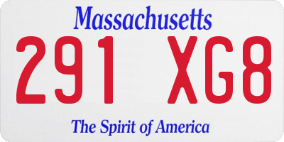 MA license plate 291XG8