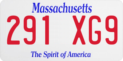 MA license plate 291XG9