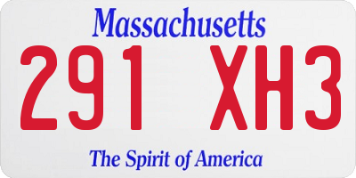 MA license plate 291XH3