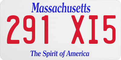 MA license plate 291XI5