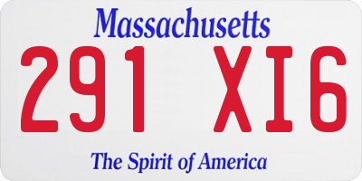 MA license plate 291XI6