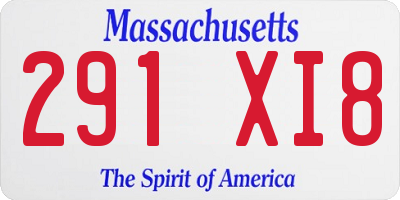 MA license plate 291XI8