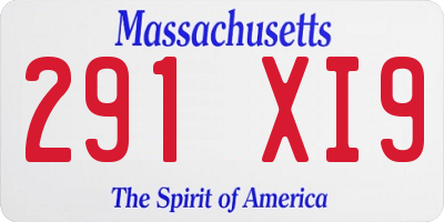 MA license plate 291XI9