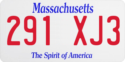 MA license plate 291XJ3