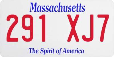 MA license plate 291XJ7