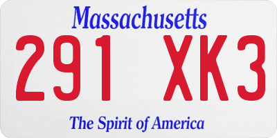 MA license plate 291XK3