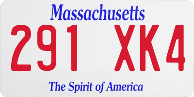 MA license plate 291XK4