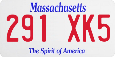 MA license plate 291XK5