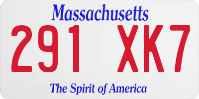MA license plate 291XK7