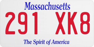 MA license plate 291XK8