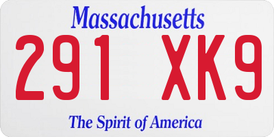 MA license plate 291XK9