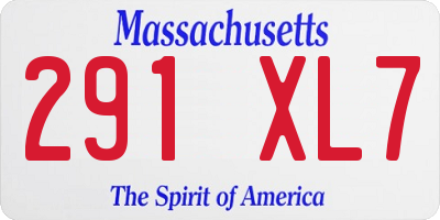 MA license plate 291XL7