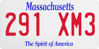 MA license plate 291XM3