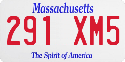 MA license plate 291XM5