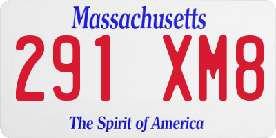 MA license plate 291XM8