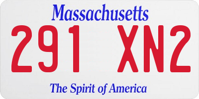MA license plate 291XN2