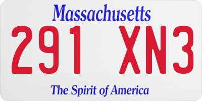 MA license plate 291XN3