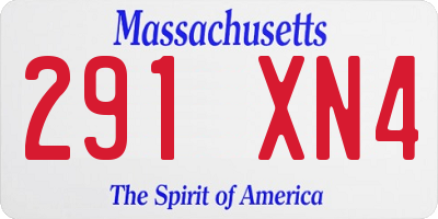 MA license plate 291XN4