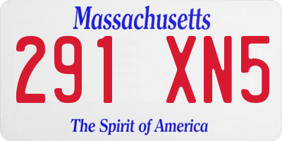 MA license plate 291XN5