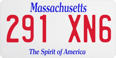 MA license plate 291XN6