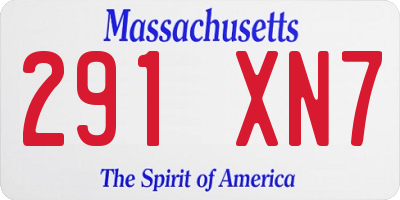 MA license plate 291XN7