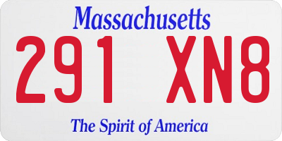 MA license plate 291XN8