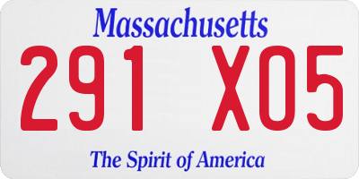 MA license plate 291XO5
