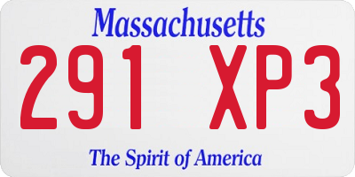 MA license plate 291XP3