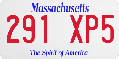 MA license plate 291XP5