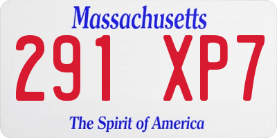 MA license plate 291XP7