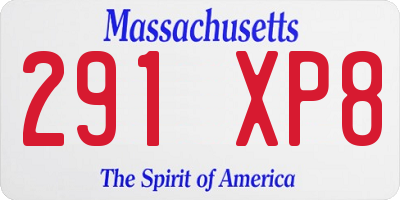 MA license plate 291XP8