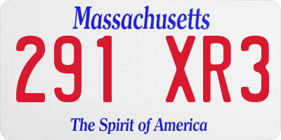 MA license plate 291XR3