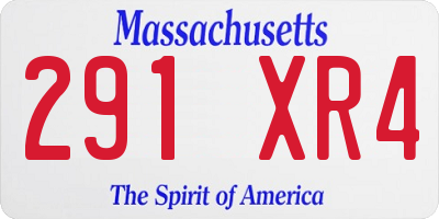 MA license plate 291XR4