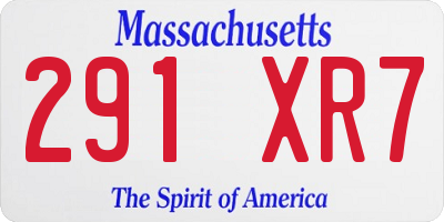 MA license plate 291XR7