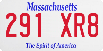 MA license plate 291XR8