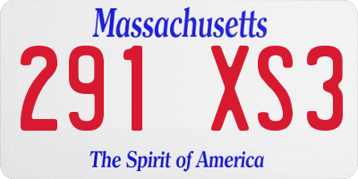 MA license plate 291XS3