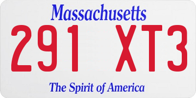 MA license plate 291XT3