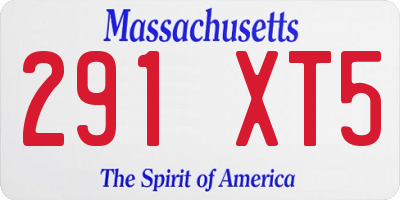 MA license plate 291XT5