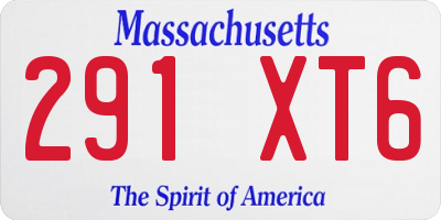 MA license plate 291XT6