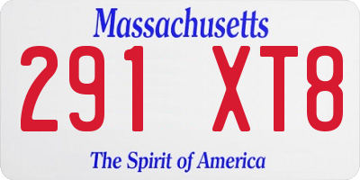 MA license plate 291XT8