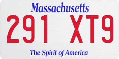 MA license plate 291XT9
