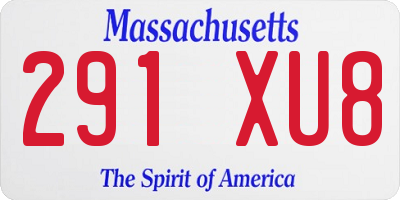 MA license plate 291XU8
