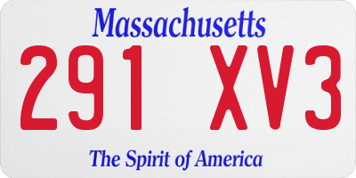 MA license plate 291XV3